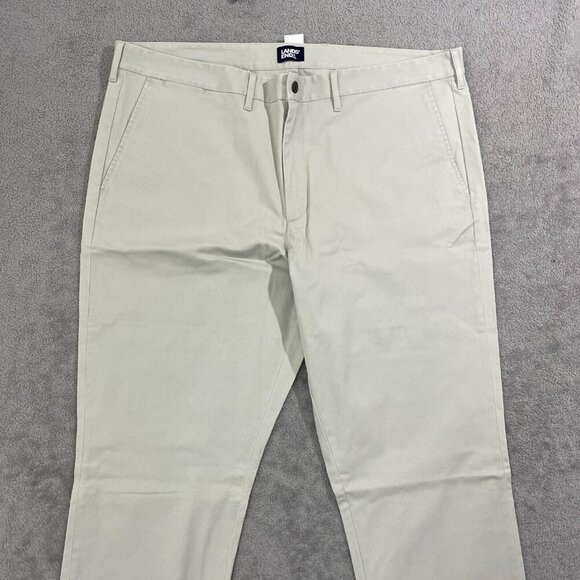 NWOT Lands' End Men's 42 Soft Putty Slim Fit Straight Chino Pants* Raw hem* - Picture 7 of 8
